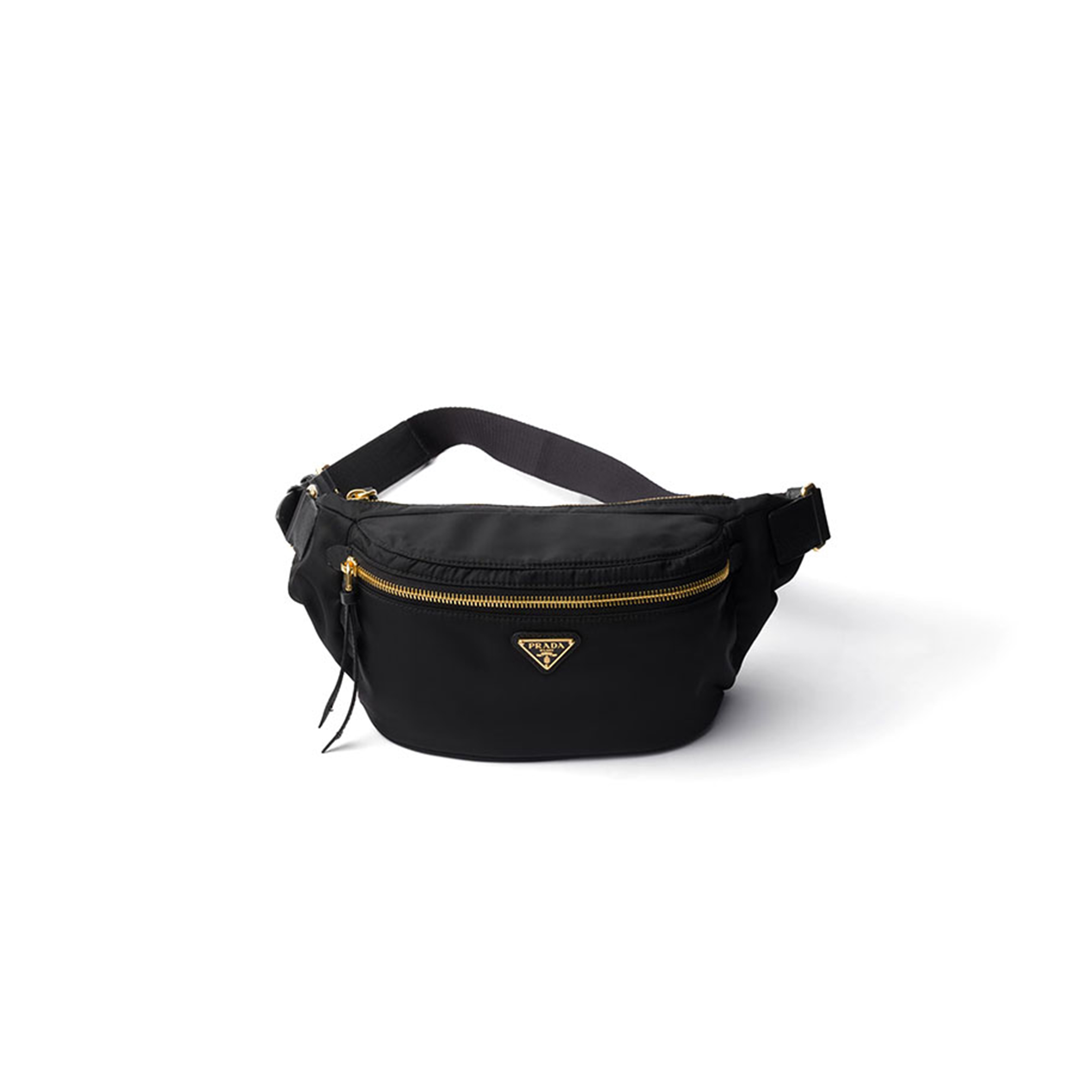 PRADA BLACK RE-NYLON AND SAFFIANO LEATHER BELT BAG 1BL046 (34*13cm)